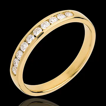 Alliance or jaune 18 carats semi pavée - serti rail - 0.25 carats - 10 diamants