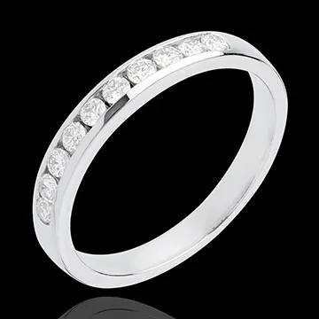 Alliance or blanc 18 carats semi pavée - serti rail - 0.3 carats - 10 diamants