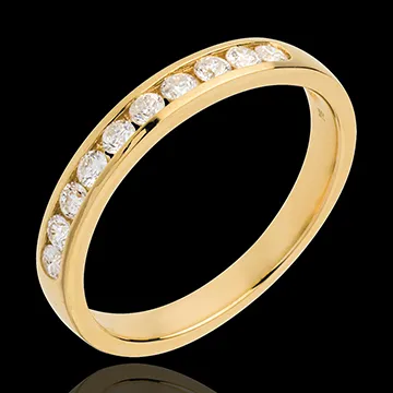 Alliance or jaune 18 carats semi pavée - serti rail - 0.3 carats - 10 diamants