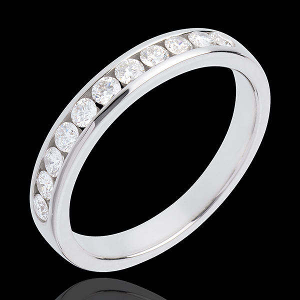 Alliance or blanc 18 carats semi pavée - serti rail - 0.4 carats - 11 diamants