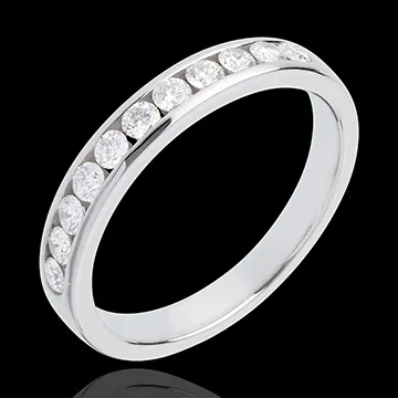 Alliance or blanc 18 carats semi pavée - serti rail - 0.4 carats - 11 diamants