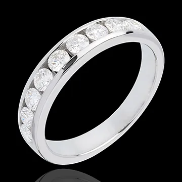 Alliance or blanc 18 carats semi pavée - serti rail - 0.75 carats - 9 diamants