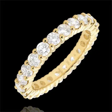 Anello oro giallo pavée - incastonato griffe - 1.11 carati - Cerchio completo