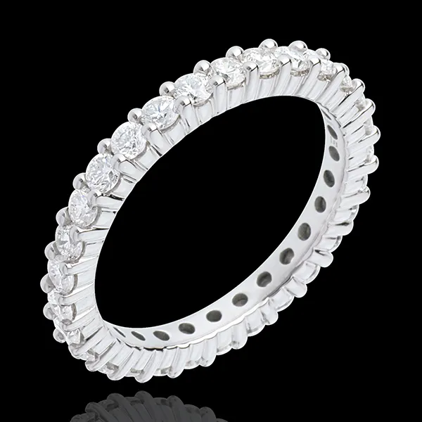 Alliance or blanc 18 carats pavée - serti griffes tour complet - 1.11 carats - 29 diamants