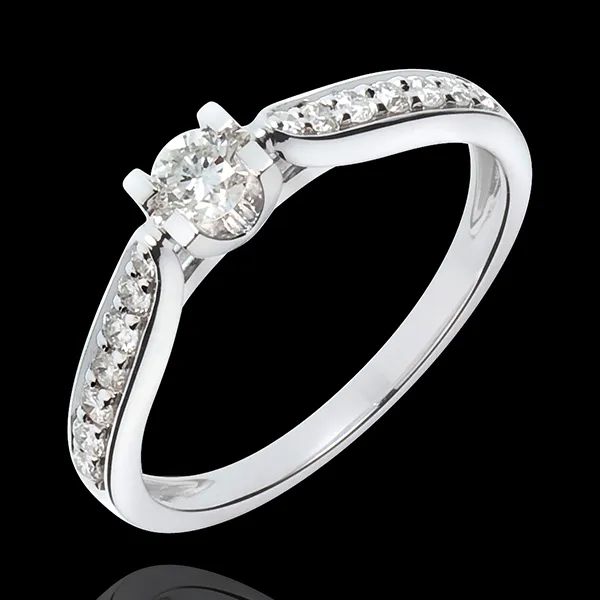 Bague de Fiançailles Solitaire Comtesse - diamant 0.18 carat - or blanc 18 carats