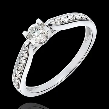 Bague de Fiançailles Solitaire Comtesse - diamant 0.18 carat - or blanc 18 carats