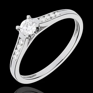 Solitario Altezza - Oro bianco pavé - 18 carati - 9 Diamanti - 0.31 carati