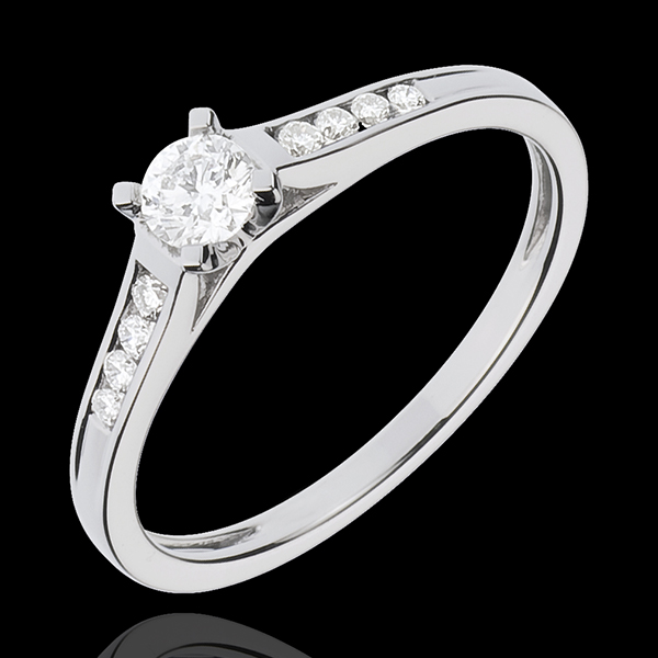 Solitario Altezza oro bianco pavé - 0.31 carati - 9 diamanti - 9 carati