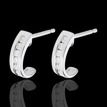 Boucles d'oreilles Demi-Lunes pavées - 12 diamants 0.22 carats - or blanc 18 carats
