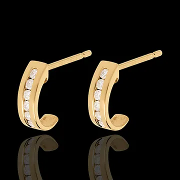 Orecchini Mezza Luna - Oro giallo pavé -18 carati - 12 Diamanti - 0.22 carati
