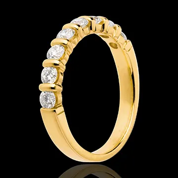 Alliance or jaune 18 carats semi pavée - serti barrettes - 0.65 carats - 8 diamants