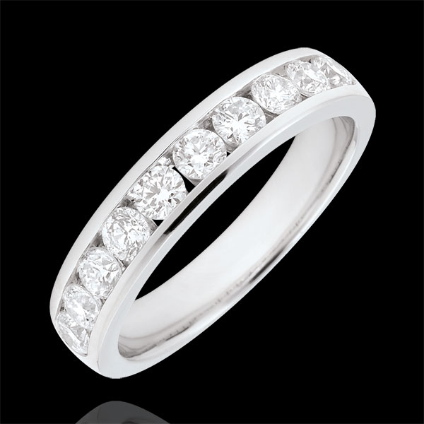 Anello Oro bianco semi pavé - 18 carati - 10 Diamanti - incastonatura a binario - 0.67 carati