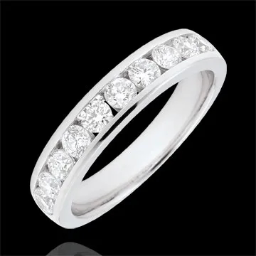 Alliance or blanc 18 carats semi pavée - serti rail - 0.67 carats - 10 diamants
