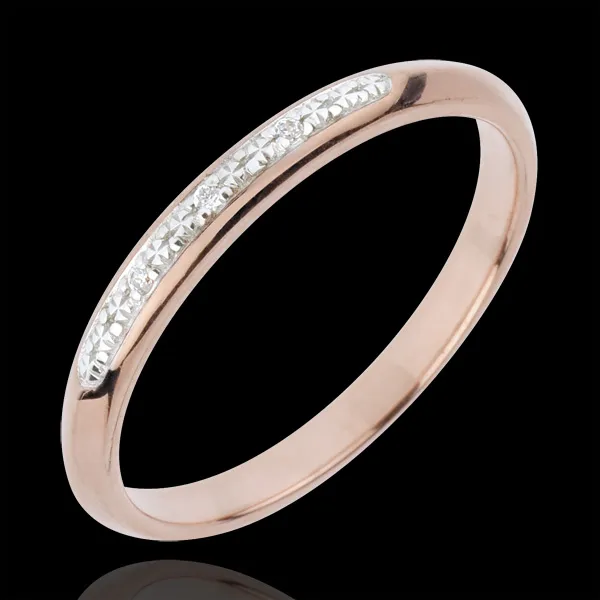Fede - Piccolo pavé - Oro rosa - 18 carati - 3 Diamanti