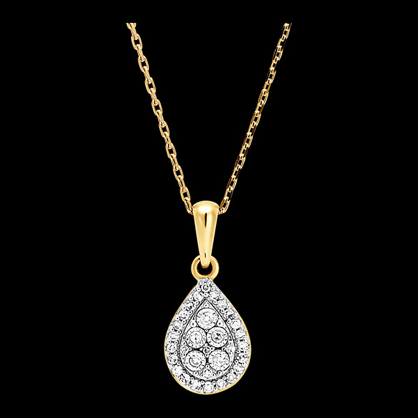 Ciondolo Origine - Bagliore Goccia - oro bianco e giallo 9 carati e diamanti