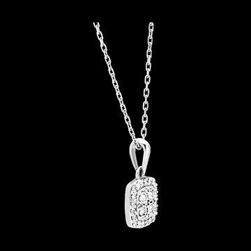 Pendentif Origine - Eclat Carré - or blanc 9 carats et diamants