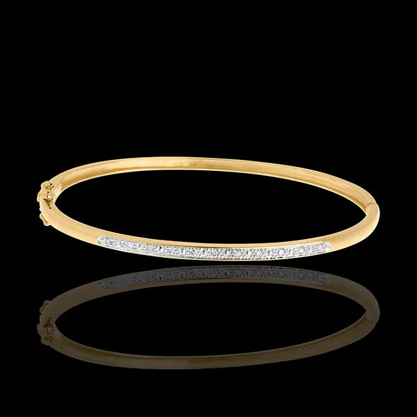 Jonc diorama barrette diamants - or jaune 18 carats - 11 diamants