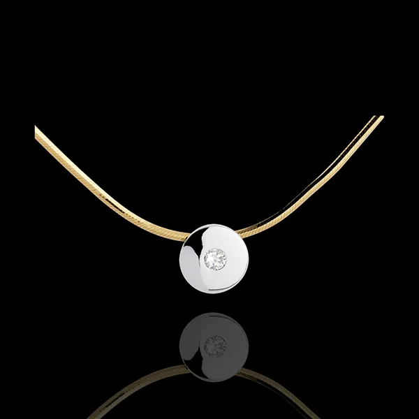 Collier Centre du monde - or blanc et or jaune 18 carats