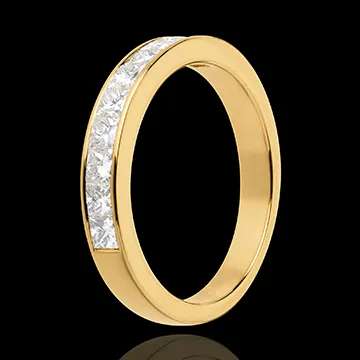 Alliance or jaune 18 carats semi pavée - serti rail - 0.7 carats - 10 diamants
