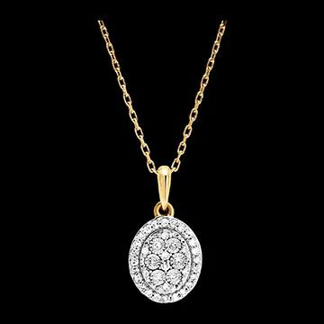 Pendentif Origine - Eclat Ovale - or blanc et jaune 9 carats et diamants