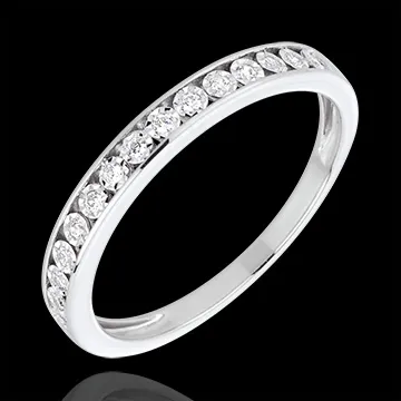 Fede nuziale Incastonature magiche - Oro bianco e Diamanti