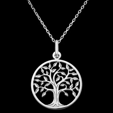 Medal with Openwork Tree of Life – 9-Carat White Gold