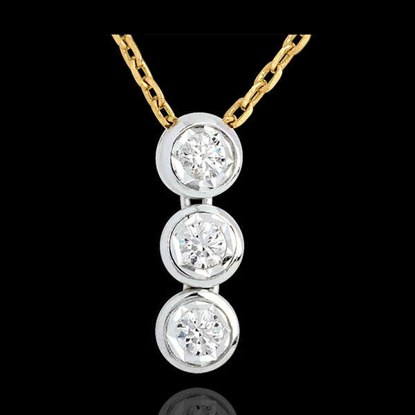 Collana Trilogy Filante - Oro giallo e Oro bianco - 18 carati -3 Diamanti 
