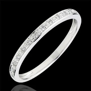 Alliance Eclats de diamant - or blanc 9 carats et diamants - demi-tour