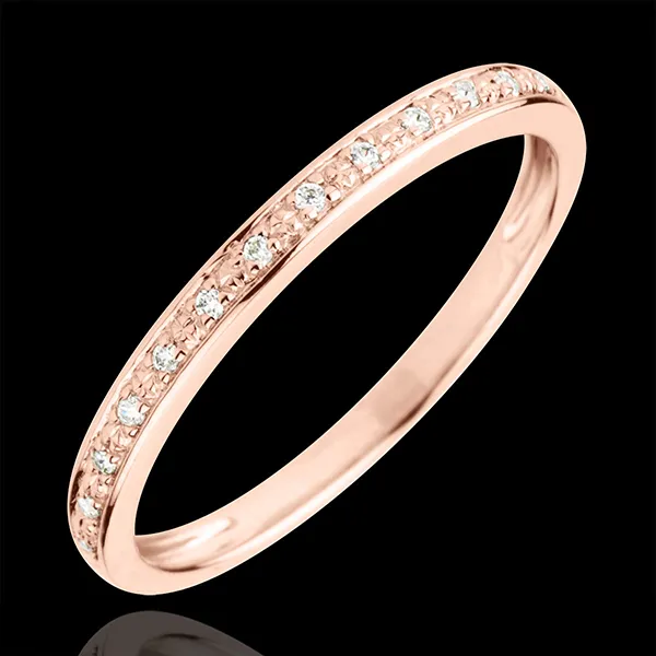 Alliance Eclats de diamant - or rose 18 carats et diamant - demi-tour