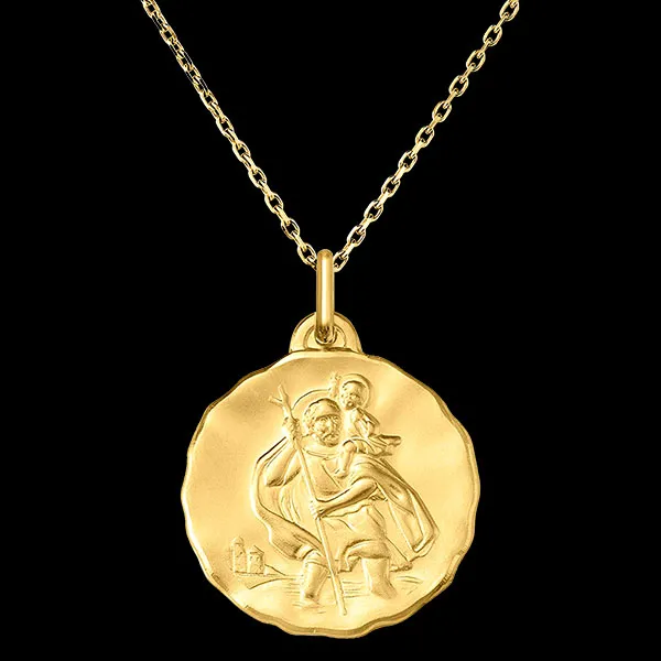 Medaglia di Protezione di San Cristoforo – Oro Giallo 9 Carati