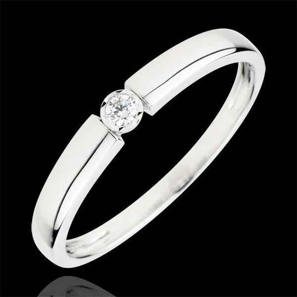 Anello Solitario Tesoro caramella - Oro bianco - 18 carati - Diamante