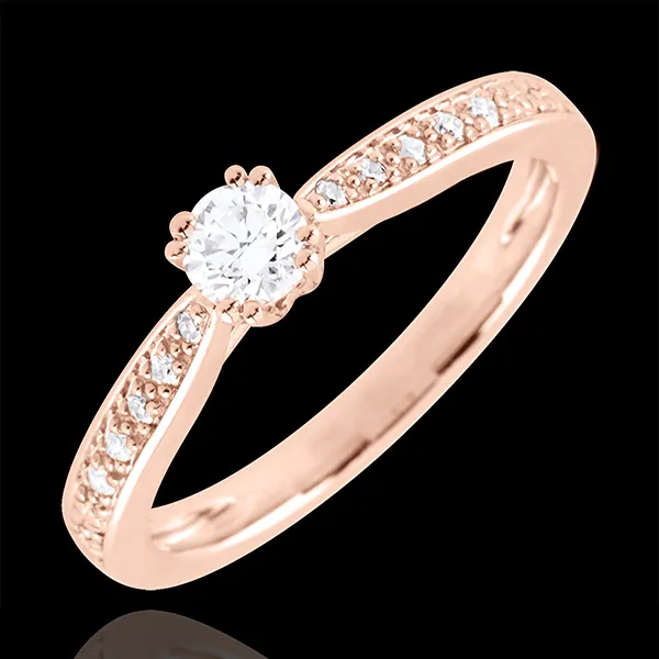 Bague solitaire Garlane 8 griffes - 0.19 carat - or rose 18 carats