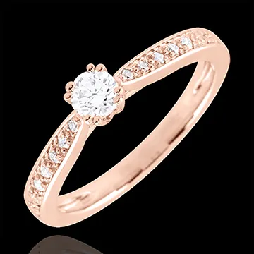 Bague solitaire Garlane 8 griffes - 0.19 carat - or rose 18 carats