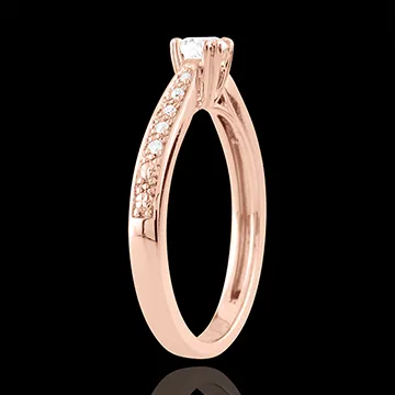 Bague de Fiançailles Or Rose Solitaire Garlane 8 griffes - 0.19 carat - or blanc 9 carats
