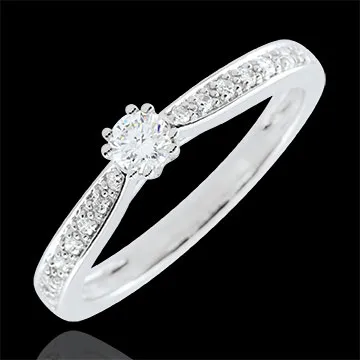 Bague solitaire Garlane 8 griffes - 0.15 carat - or blanc 18 carats