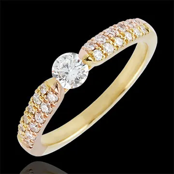Anello solitario Trionfale - Oro giallo e Oro rosa - 18 carati - Diamanti - 0.45 carati - Diamante centrale -0.25 carati