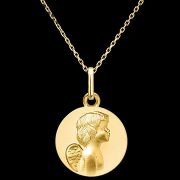 Guardian Angel Profile Medal – 9ct Yellow Gold