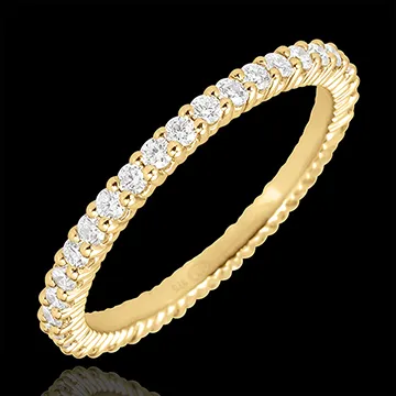 Radiant Yellow Gold Wedding Band with 38 diamonds - 0.57 carat - 18 carats