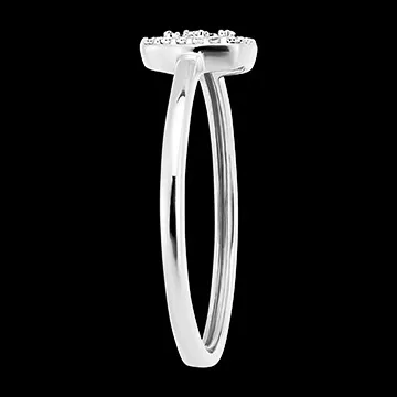 Origine Ring - Vierkante Schittering - 9 karaat witgoud en diamanten