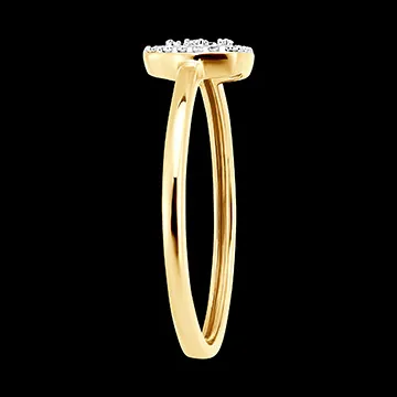 Oorsprong Ring - Vierkante Schittering - 9 karaat wit- en geelgoud en diamanten