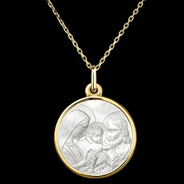 Médaille Sainte Famille – Or Jaune 18 carats et Nacre