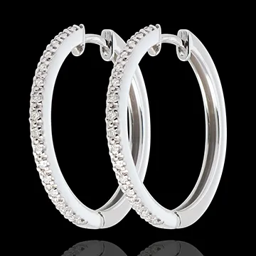 Créoles semi pavées or blanc 18 carats - 32 diamants