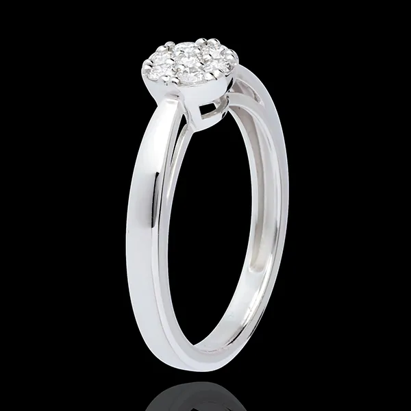 Bague demi-sphère pavée - 0.26 carats - or blanc 18 carats