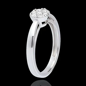 Bague demi-sphère pavée - 0.26 carats - or blanc 18 carats