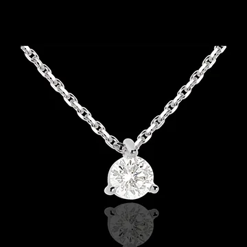 Collier solitaire or blanc 18 carats - 0.26 carat