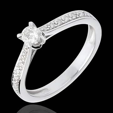 Solitario Essenziale - Oro bianco pavé- 18 carati - Diamanti 