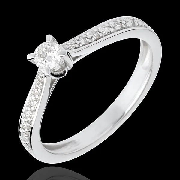 L'essentiel d'un solitaire or blanc 18 carats pavé - 0.14 carat