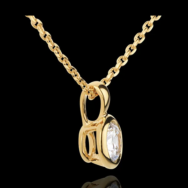 Collana Bambolina Solitario - Oro giallo - 18 carati - Diamante - 0.51 carati