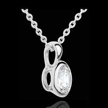 White Gold Doll Solitaire Necklace - 1 diamond : 0.75 carat