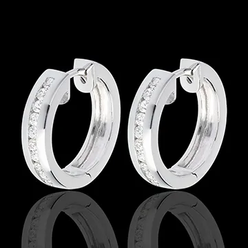 Créoles or blanc 18 carats diamants - serti rail - 0.33 carats - 22 diamants